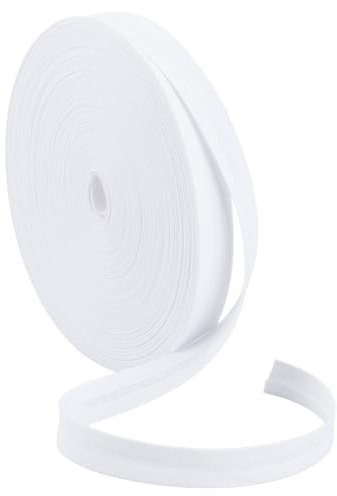 BENECREAT 25m Cotton Double Fold Bias Tape, 12mm White Bias Binding Tape Seam Binding Tape for Sewing Seaming Hemming Piping Quilting Projects