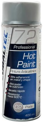 GLOBALTEC PROFESSIONAL Pintura Anticalórica Plata 400ml – Resistente Hasta 600°C | Spray Protector para Tubos de Escape, Motores y Superficies Metálicas | Secado Rápido y Alta Adherencia