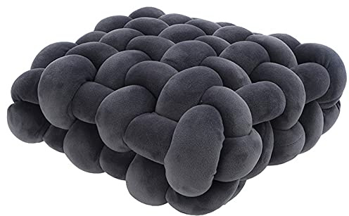 DSAoTeng Cuscino quadrato con nodo, morbido cuscino decorativo in peluche intrecciato, stile nordico, spesso lavorato a maglia, per divano, letto, meditazione, casa, ufficio, finestra a golfo