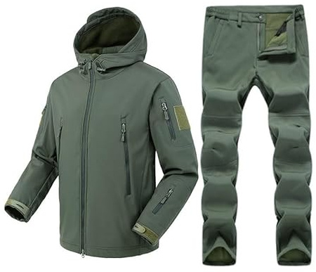 CGTENBS Outdoor Mountaineering Clothing Plush Jacket Suit Camping Cardigan Hooded Multi-Function Jacket(Gray,3X-Large)