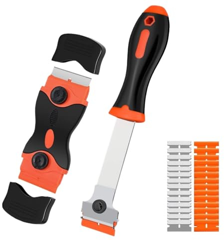 Rasierklingenschaber, 2-in-1-Schaber, Werkzeug mit 10 Kunststoffklingen und 10 Metallklingen, Mehrzweck-Reinigungsrasierschaber für Dichtungsentferner, Etikettenaufkleber und Klebstoffentferner