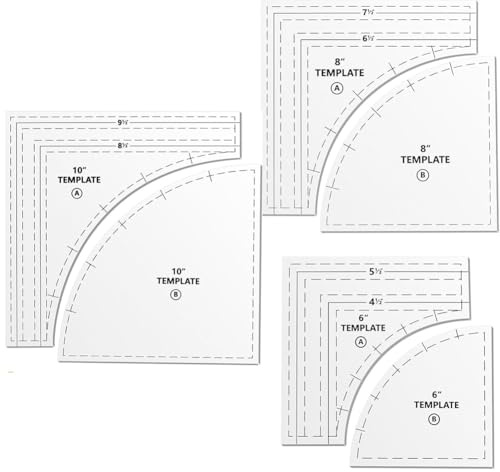 Pinafresa Large Quilting Rulers and Templates 3 Set Drunkards Path Quilting Template Kit for Cutting Patterns with 1/4 Seam Allowance