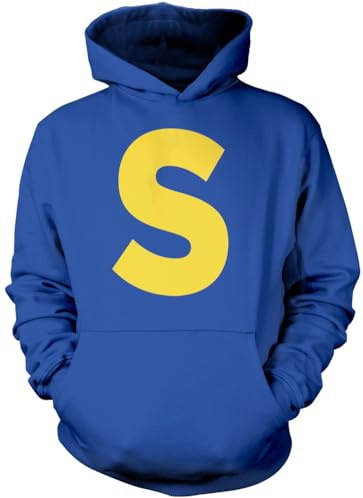 HotScamp Chipmunk Costume Outfit Hooded Sweatshirt - Yellow Letter S Blue Hoodie Group Matching Top Halloween Top Fancy Dress Party Cosplay Hoody - S Blue