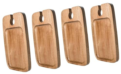 Amagogo 2 Pièces Plateau Apéritif Vin avec Support à Verre Assiette Cocktail En Bois Plateau Snack Charcuterie Assiette Fromage Dessert Matériau Naturel Bois, 4 Pièces