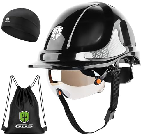 GREEN DEVIL 2910VR - Casco de seguridad EN397 para obras, industrial, ventilación, ajuste de trinquete, cómodo, material ABS, banda de sudadera, color negro