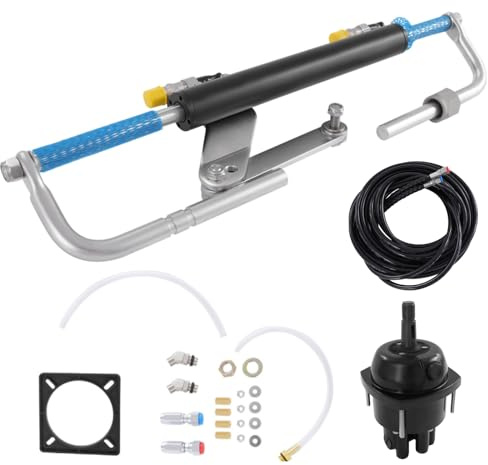 DAOHHFO Kit de dirección hidráulica fueraborda de 90 CV, dirección hidráulica con 7 m y cilindro, manguera de aceite, kit de dirección hidráulica para barcos monomotor, carrera: 200 mm