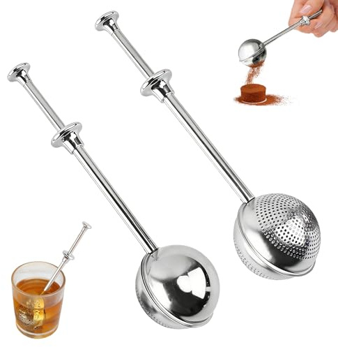 Youery Tetång för löst te, 2 stycken 304 rostfritt stål teänger teägg, teaballs med teleskophandtag, för bakning av mjöl, socker, kakaopulver