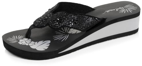Isotoner Tongs talon 4 cm Femme confort sandale de plage | Dessus semelle moelleux - Talon 4 cm