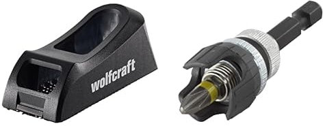 wolfcraft 4013000 Rabot-bloc Plaquiste Extra Large - 150 x 57 mm & 4055000 Adaptateur de Vissage 6 Pans de 6,3 mm (1/4), Hauteur 65 mm - avec Aimant et butée de Profondeur + Embout Ph2