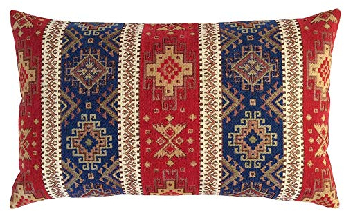 pillowerus Kelim Überwurf-Kissenbezüge, Rot und Blau, 30.5 x 50.8 cm, dekorative Lendenkissen, Retro-Raumdekoration für Couch, Bohemian-Outdoor-Hülle für Bauernhaus, Terrasse, Veranda
