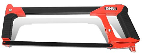 DNA Motoring TOOLS-00107 Hardened Carbon Steel Hacksaw, 12 inches Heavy-Duty Pipe/Wood Cutting Saw w/Rubberized, Anti-Slip Handle