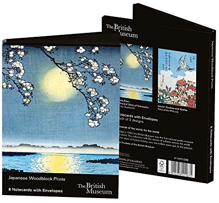 Museums & Galleries Pack of 8 Blank Notecards from Japanese Woodblock Prints Notecards 4 Each of 2 Designs