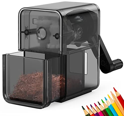 Pencil Sharpener Black, Manual Pencil Sharpener with Stronger Helical Blade to Fast Sharpen for Kids, School, Classroom, Home, Artists, Ideal for No.2/Colored/Art Pencils