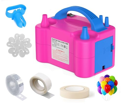 Elkster Electric Balloon Pump - Dual Nozzle Balloon Inflator With Built-in Tie Tool - Portable Balloon Pumper for Party, Wedding, Birthday, Decoration & Promotional Activities - 220V-240V (600 Watt)