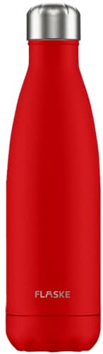 FLASKE Insulated Stainless Steel Water Bottle with Lid - Drinks Bottles, Leakproof Double Walled Reusable Drink Flasks, 24 Hrs Cold & 12 Hrs Hot (Chilly, 500 ml)