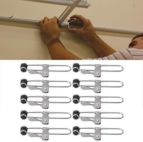 Ratchet Clamp,plplaaoo Lever Action Grid Clamps,Suspended Ceiling Hand Tools, 10PCS Lever Action Grid Clamp Multifunctional Stainless Steel Rust Proof Tile Mounting Clips for Ceiling Installation