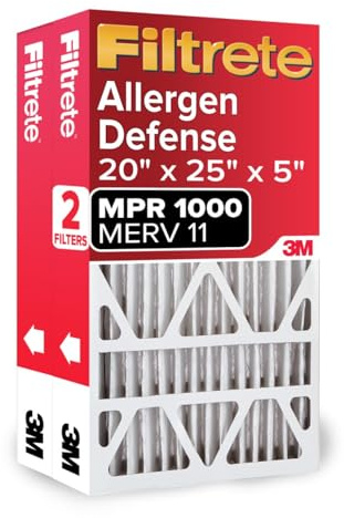 Filtrete 20 x 25 x 5 luftfilter MPR 1000 MERV 11, Micro Allergen Defense Deep Pleat Filter, 2-pack (exakta mått 19,88 x 24,56 x 4,3)