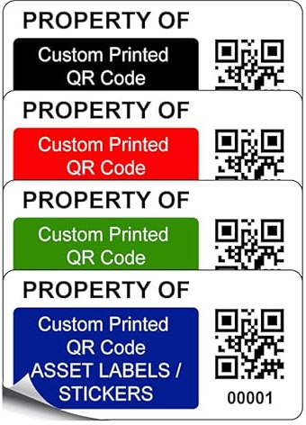 500 Personalised Custom QR Code Asset Inventory Labels - 50mm x 25mm Permanent Synthetic PP Labels - Simply Choose a Colour, Add Information and Identify Numbers Required (P/NO. CQRAL1)