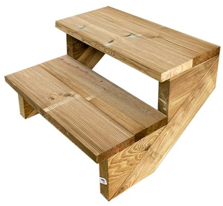 Scala esterna BERLIN, 2 gradini, Altezza 37cm, Larghezza 60cm, senza alzate, Scala in kit in Legno Autoclave- Vinuovo