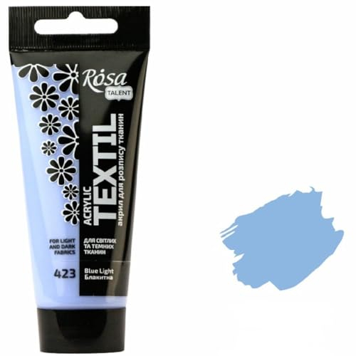 Krevo Art Stoffmalfarben Stofffarben Waschfest Textilfarbe hellblau Acrylfarbe Wasserbasis | 60ml Tube | Textilfarbe waschmaschinenfest zum Fixieren | Intensiv deckend für helle und dunkle Stoffe
