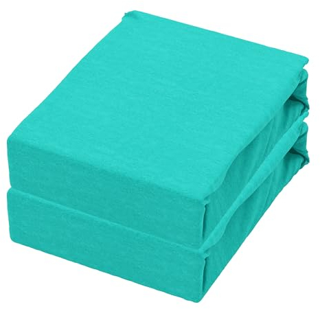 Leonado Vicenti 2er Pack Jersey Spannbettlaken aus 100% Baumwolle Jersey - 180x200 cm bis 200x200 cm Petrol Matratzenhöhe bis 25 cm - weiche Spannbettlaken