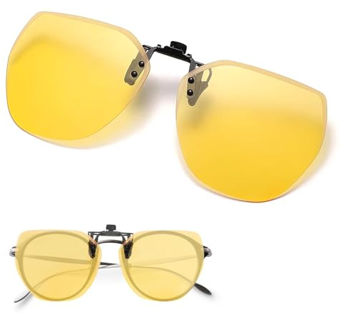 Clip Lunettes de Conduite de Nuit Lunettes de Vision Nocturne Verres Jaunes Polarisés Anti-Éblouissement Ultra-Légers pour Hommes et Femmes Conduite et Outdoor Sports