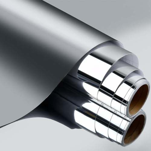 OctBird Fensterfolie Spiegelfolie,Spiegelfolie Möbel 30 cm x 7 m,Deko Folie mit Spiegel Effekt Selbstklebend Opak,Spiegelfolie Selbstklebend Für Schlafzimmer Dekorationen Wie Kunst Spiegel Folie