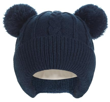 Creekstone Babybeanie-mössor, småbarn, tofsmössa, varm, mjuk, fodrad med fleece, vintermössa för baby, flicka, pojkar