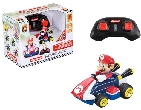 Carrera RC Mario Kart Mini RC Mario, pour Enfants et Adultes, garçons et Filles, Licence Originale Unique, Plaisir de Conduite instantané avec prêt à Courir, Rouge