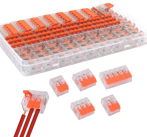 JurciCat 75 Stück Verbindungsklemmen Kabelverbinder 4mm² Leiter LüSterklemmen Aus Feuerfestem Pc Material Für 2-3-5 Leiter Feste Elektro Draht Kabelklemmen
