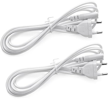 Leloco 2 Stück Stromkabel 2 polig 1,5M Strom Kabel, Netzkabel 2 polig Eurostecker Euro Stecker auf C7 Buchse Euro-Netzkabel Kleingerätekabel TV Blu-Ray Haushaltsgeräte Netzteile（Weiß）