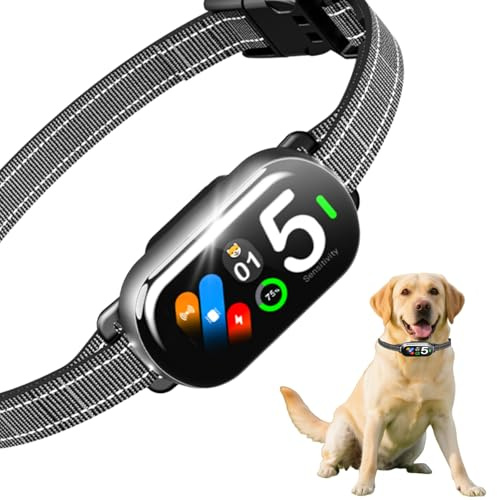 Woofinity Collier Anti-aboiement pour Chiens de Toutes Tailles – Collier de Dressage Intelligent avec Écran TFT, 5 Modes + 5 Niveaux, Rechargeable IP67
