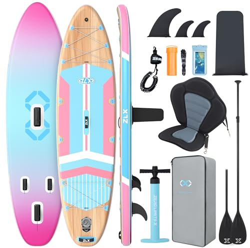 ZLX Tabla Paddle Surf Hinchable 350cm con Asiento – Ideal para Principiantes, Familiar, EVA Antideslizante, PVC Militar 3 Capas, Estable para Mar, Lago & Río, Paseo en Pareja