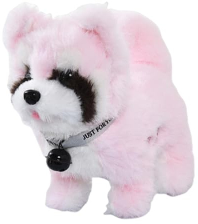 Jiuvaso Peluche Elettrico per Cani Che Cammina, ripete ciò Che, Simulazione educativa, Animale Domestico elettronico per Bambini, Bambine e Ragazzi, Rosa