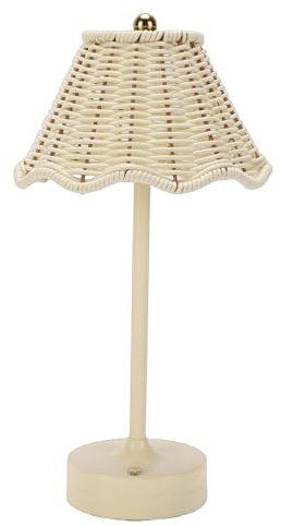 Oreilet Boho Rattan Shade Table Lamp, Cordless Wicker Woven Vintage Table Lamp with 3 Colors Dimmable, Desk Lamps Bedside Night Light for Home Bedroom Living Room Office Decor (Cream-Colored)