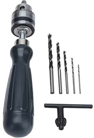 Qcwwy Trapano a Mano Altri Accessori Hardware per la Casa con Chiave Mandrino e Punta da 5 Pezzi per Gioielli in Legno di Plastica Noce di Oliva Trapano a Mano Artigianale Fai-da-te a Manovella