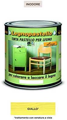 Veleca LEGNOPASTELLO Giallo - ml. 250 TINTA PASTELLO PER LEGNO INODORO ALL'ACQUA
