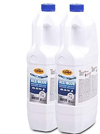Camp 4 All Blue idraulico liquido toilette chimica, Chimica Toiletten 4 litri, serbatoio di scarico per camper e roulotte