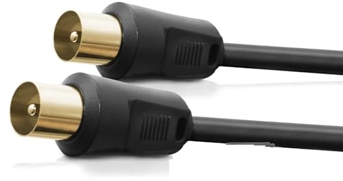 CABLEPELADO Câble Antenne TV Mâle, Coaxial, Droit pour Décodeur, HDTV, DVB-T2/C/S, Radio, 75 Ohm, Noir, 1,5 m