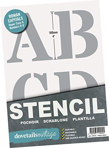 Dovetails Vintage Buchstaben-Schablone 100 mm, Roman Stil, Großbuchstaben und Zahlen.