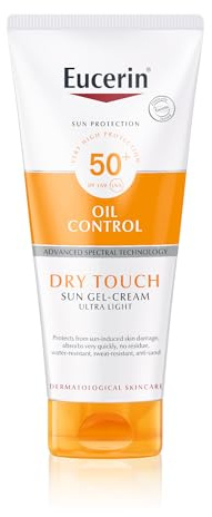 Eucerin Ultraleichte Dry Touch Gel-Sonnencreme LSF 50+, fettige Haut, schnelltrocknender Sonnenschutz mit Oil Control Technologie