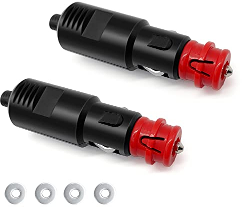 2 Pcs 12V/24V Enchufe Mechero con Fusible de 8A, Enchufe de Encendedor de Cigarrillos con Tuerca de Plástico y 4 Juntas de Tornillo,para Automóviles Camiones Motos