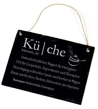 Schild Küche lustige Definition graviert Türschild aus Schiefer Deko Kochen Koch Köchin Schiefertafel Küchendeko 22 x 16 cm