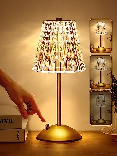 One Fire Table Lamp,10-Way Dimmable Rechargeable Lamp for Bedroom,3 Colors Touch Lamps Bedside Lamp,Table Lamps for Living Room Rechargeable Light,Bedside Light Battery Operated Lamp for Bedroom