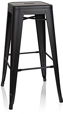 hjh OFFICE 645016 Barhocker VANTAGGIO HIGH Metall Schwarz matt Retro-Hocker im Industry-Design, stapelbar