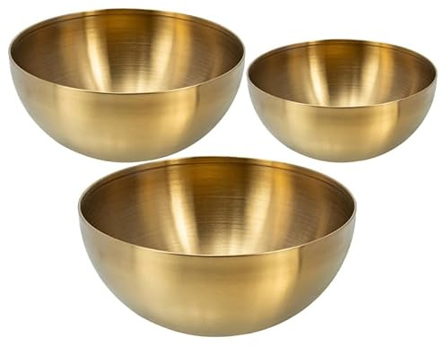 Operitacx Salad Bowl Set of 3 Stainless Steel Bowls for Salad Noodles Soup and Fruit Stackable Mixing Bowls for Kitchen Food Storage Buffet Serving and Space Saving Organisation
