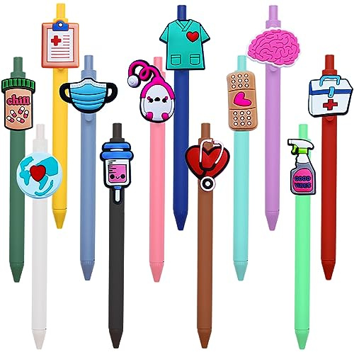 Raykeeplus 12 Pcs Nurse Pens Cute Nursing Student Essentials Pens, Include 10 replacement refills Writing Instruments for Nurses, Medical Assistants, Students, Workers Office Appreciation Gifts