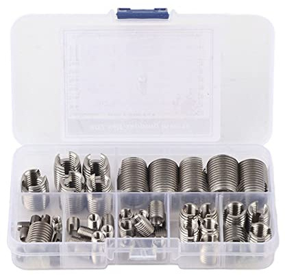 Chazcool 50Pcs Inner Thread Self Tapping Thread Inserts Set, Stainless Steel Threaded Inserts, M3 M4 M5 M6 M8 M10 M12 with a Storage Case