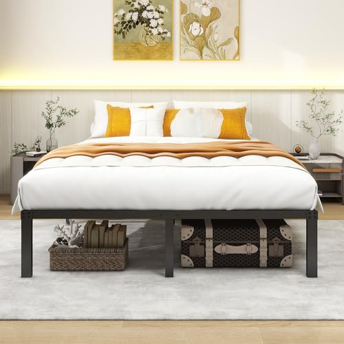 HOMERECOMMEND 36 cm 5ft King Size Bed Frame,Metal Platform Bed Frames King size with Storage Under Bed, No Box Spring Needed, Enhanced Support Noise Free,Black