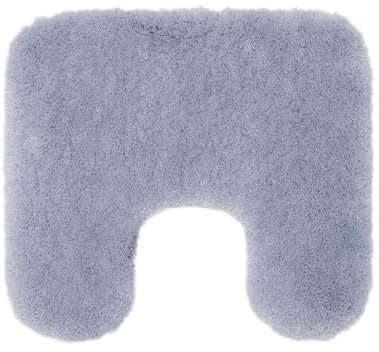 Gözze - Deluxe Badteppich mit Ausschnitt und extra hohem Flor, 100% Polyester (Mikrofaser), Mit Antirutschbeschichtung, 50 x 45 cm - Silber